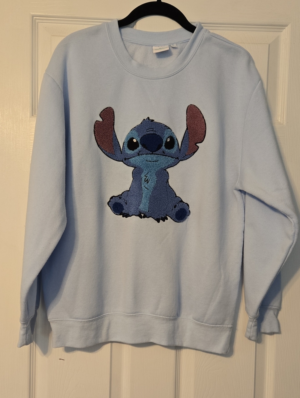 Disney Light Blue Sweatshirt with Stitch Embroidered Graphic